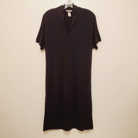 H&M Women’s Black Dolman Sleeve V-Neck Midi Shift Dress - XS - Picture 5 of 11